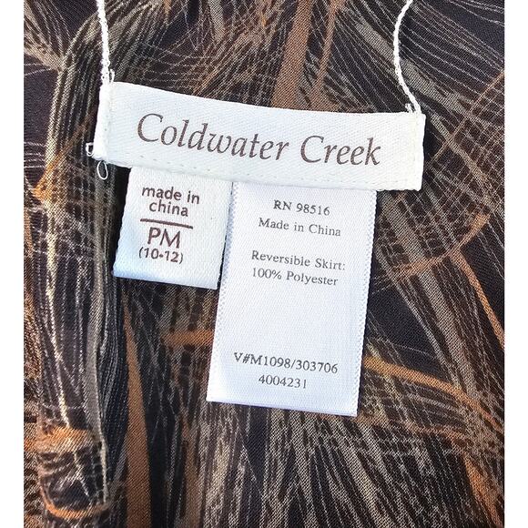 Coldwater creek vintage REVERSIBLE chiffon lined skirt neutral PM PETITE M EUC + - Picture 3 of 5